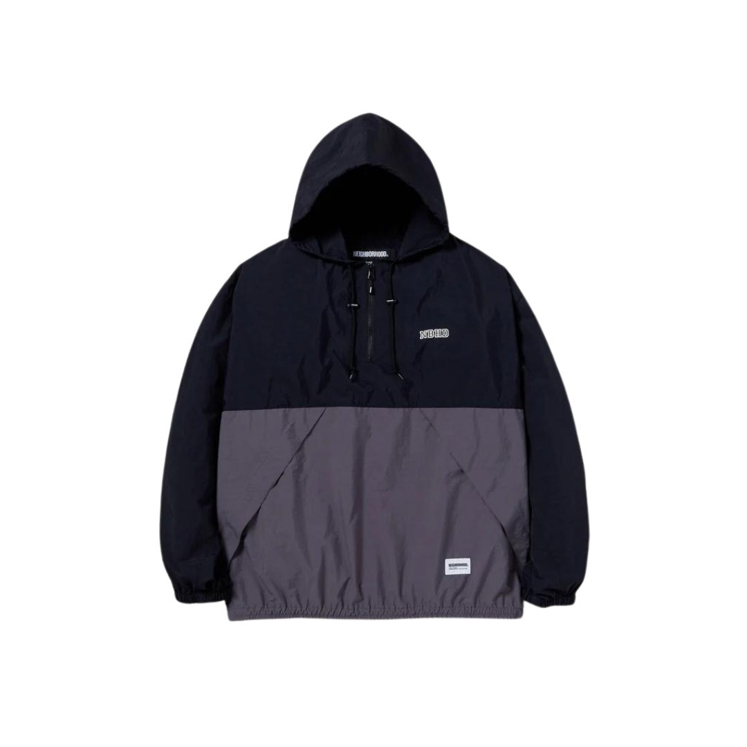 -(B6b)-NEIGHBORHOOD BICOLOOUR ANORAK JACKET 風衣 夾克 外套 膠印 黑色-241TSNH-JKM03
