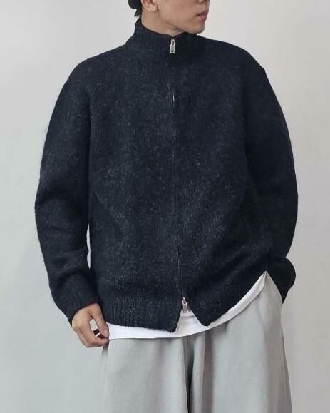 淨色企領拉鍊針織外套 Floor&co-031JK