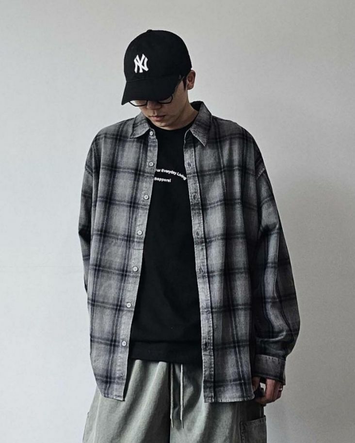 格紋長袖恤衫 Floor&co-033S