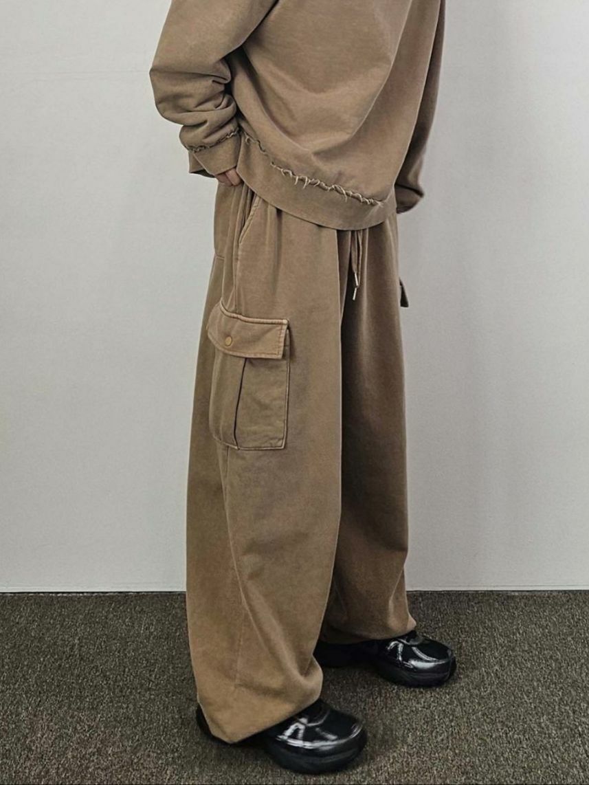 淨色工裝鬆身褲 Floor&co-037P