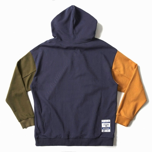 NCAA 長袖 帽T 藍 黃 綠 密西根 立體印花 拼接 中性 7255105080