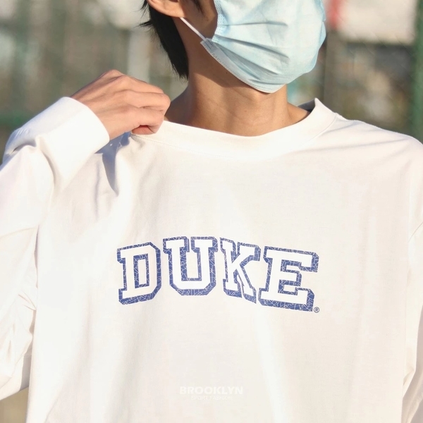NCAA 長袖 杜克 白 爆裂紋 LOGO 薄長T 男 7155500600