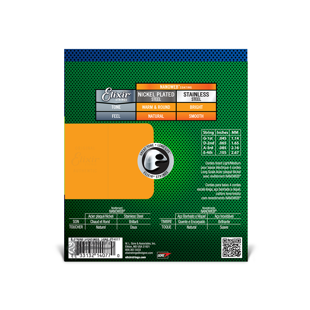 Elixir 電貝斯弦 045-105 Nanoweb 14077