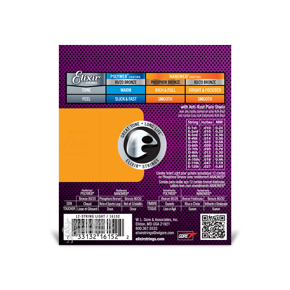 Elixir 民謠吉他十二弦套弦 010-047 Nanoweb 16152
