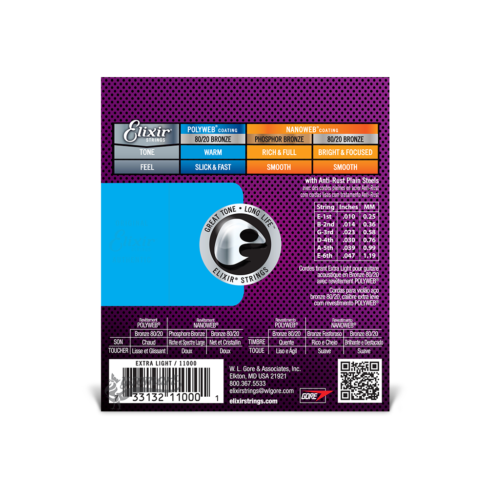 Elixir 民謠吉他弦 010-047 Polyweb 11000