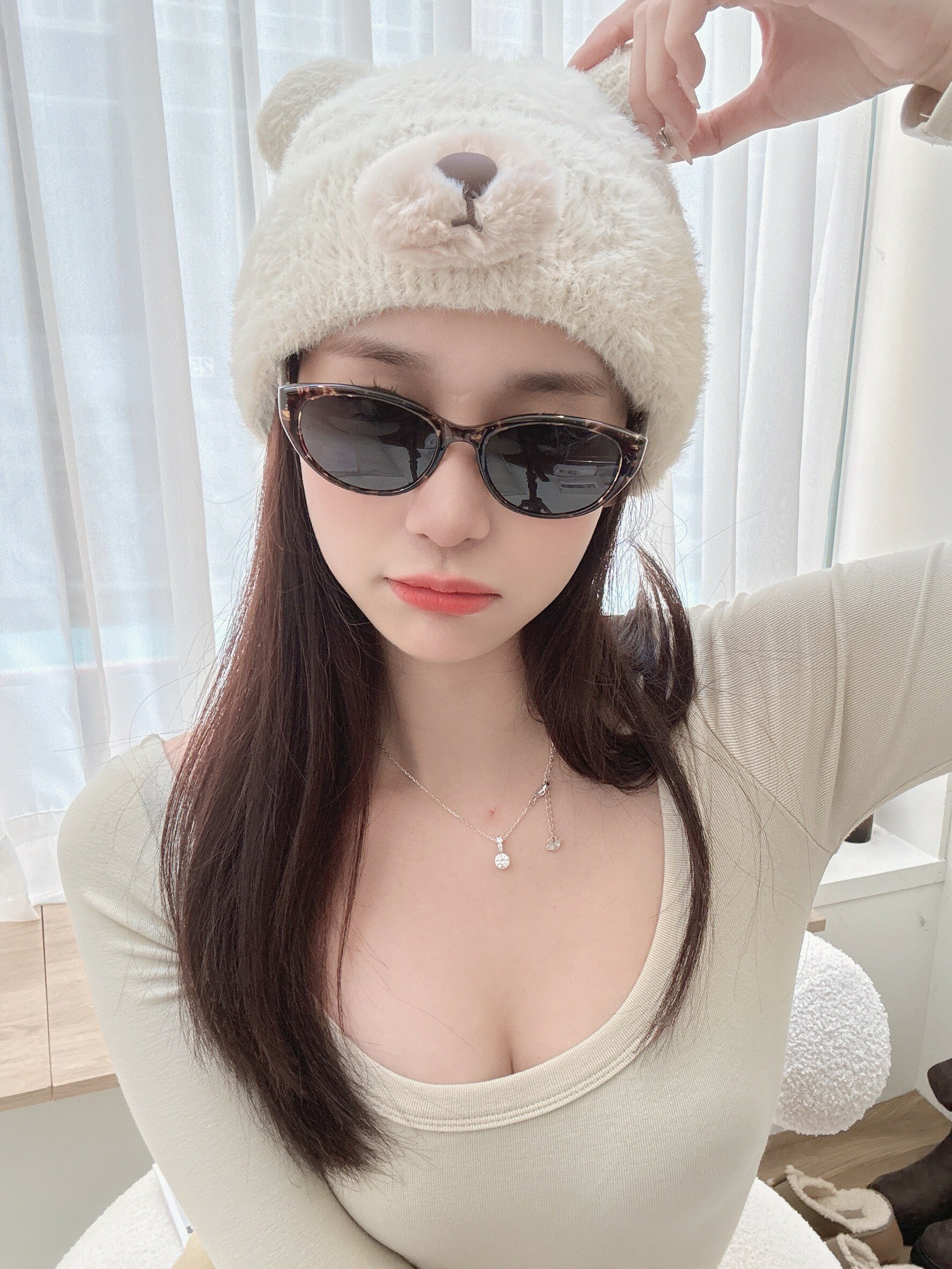 超可愛小熊耳朵毛帽/五色