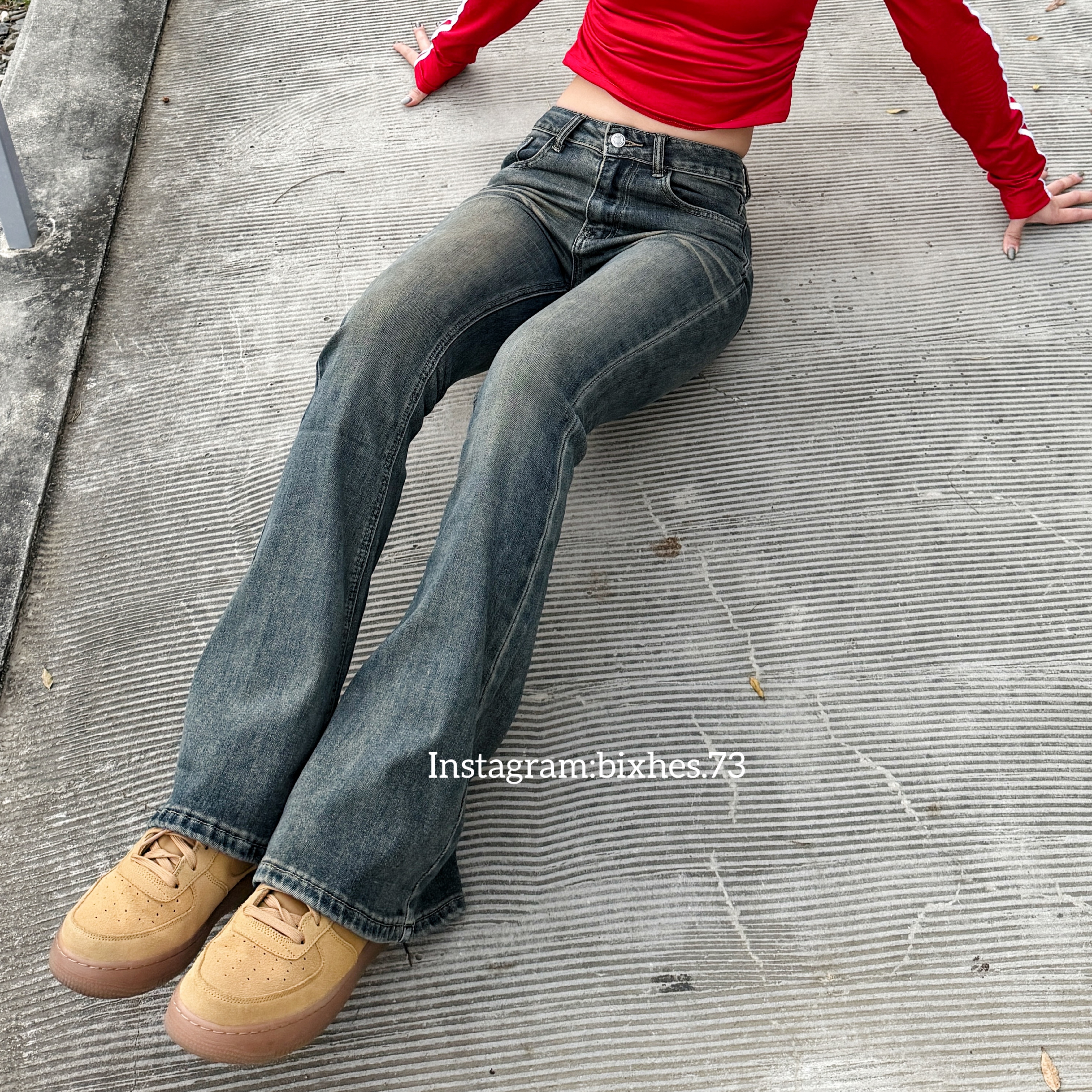 美式刷色牛仔喇叭褲(E00004)