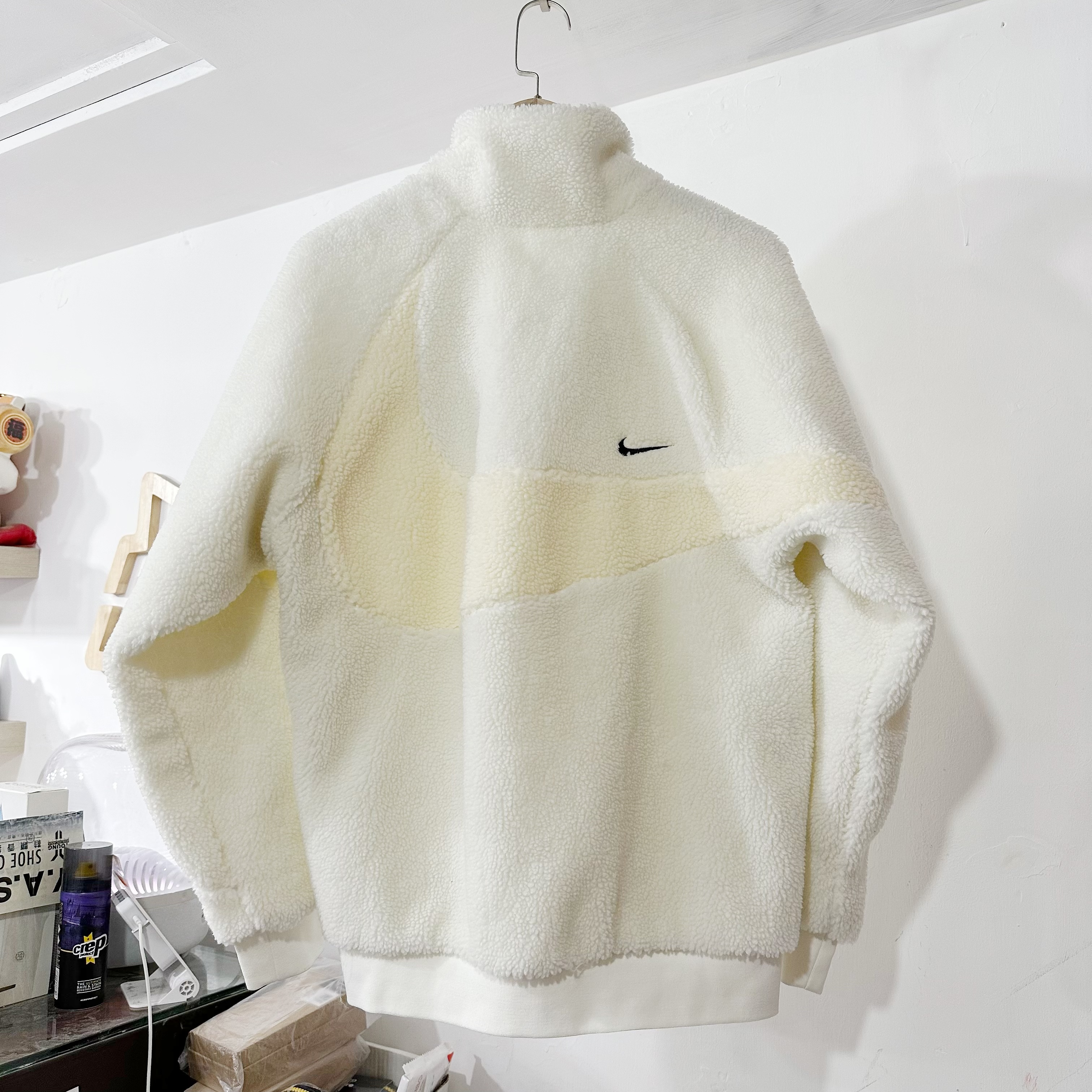 Nike Big Swoosh Jacket Cream 雙面羊羔毛外套 Cream 奶白色