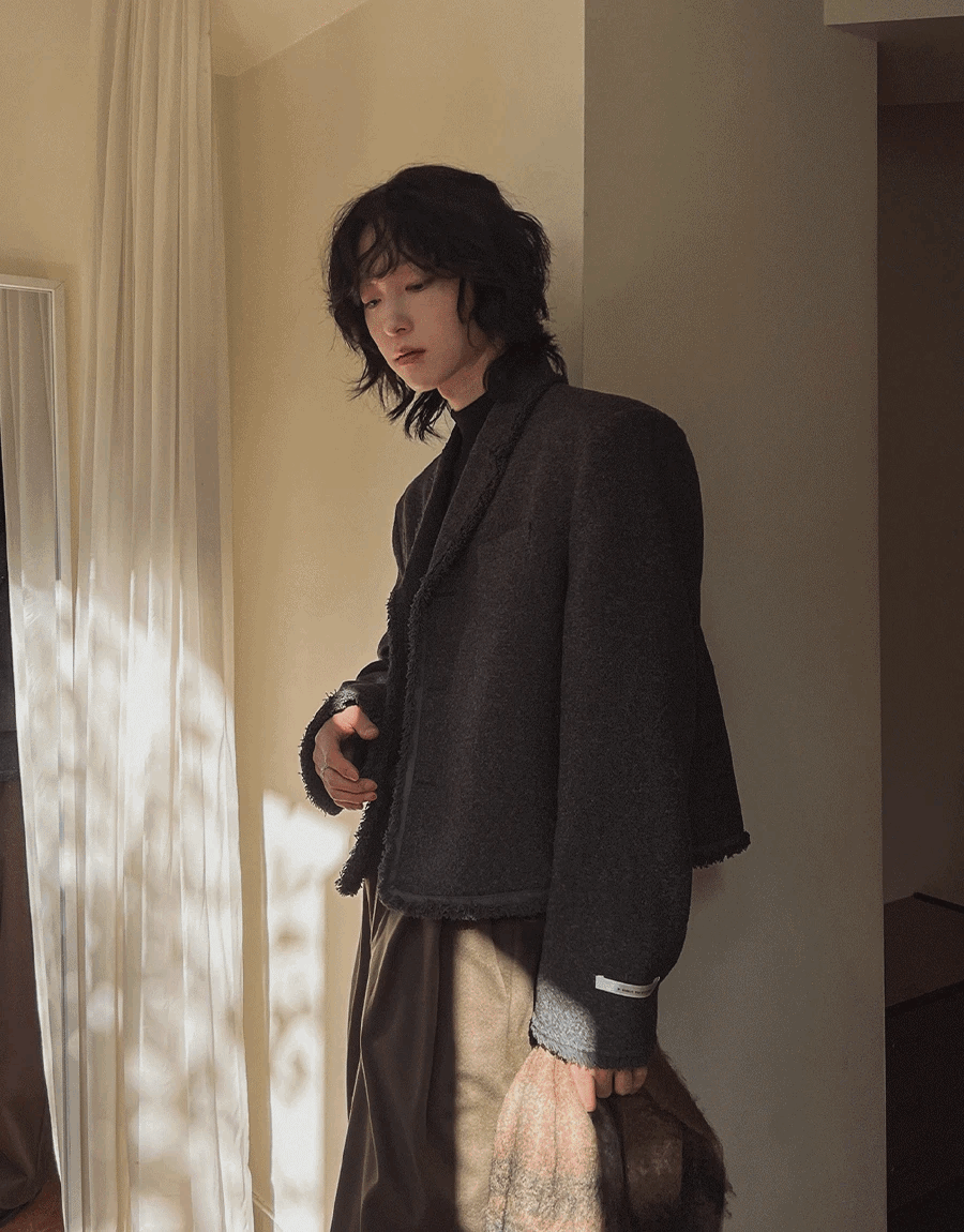 流蘇短版花呢夾克外套