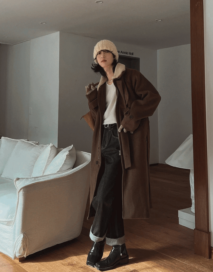 (韓國獨家特價)羊毛皮巴爾瑪肯大衣外套