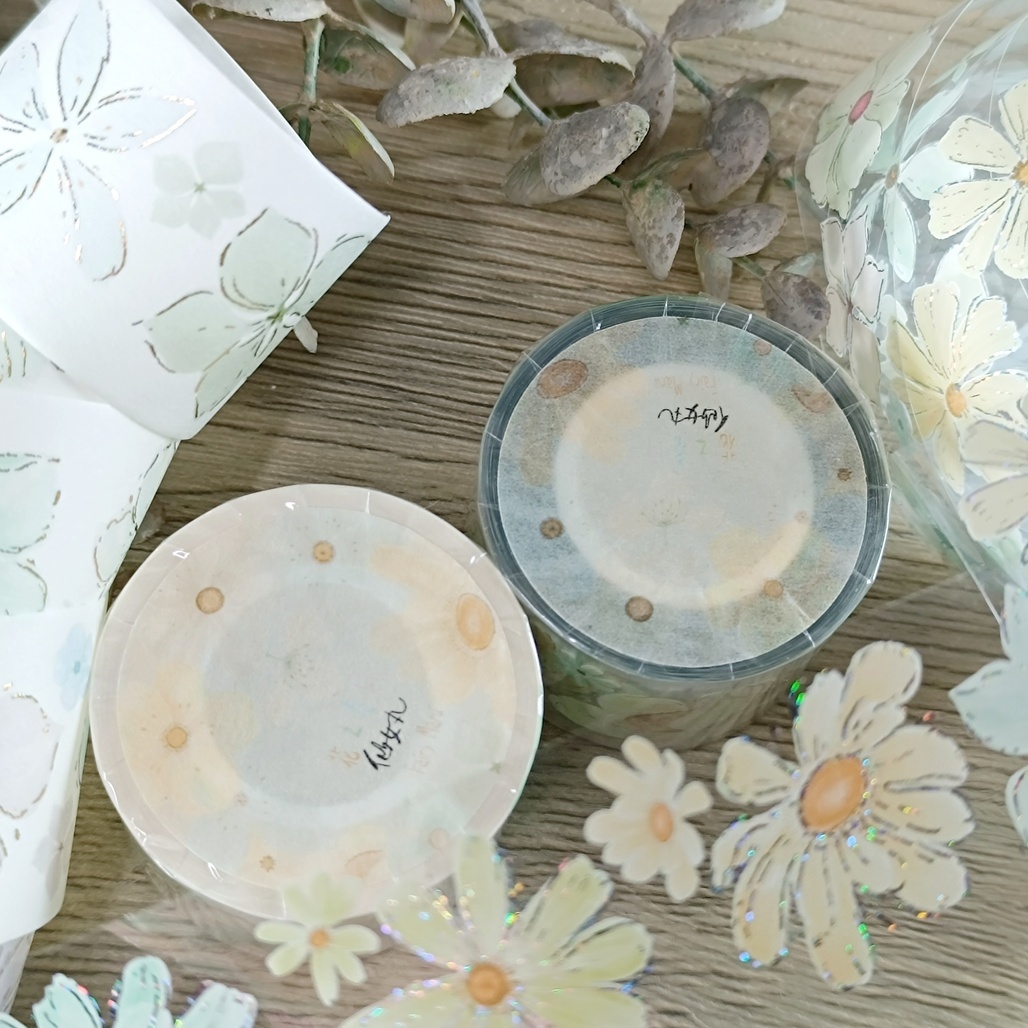 仙女丸Fairy Maru．花之卷19 3.5cm立體金色銀河光亮面PET/和紙膠帶 <整捲/分裝>