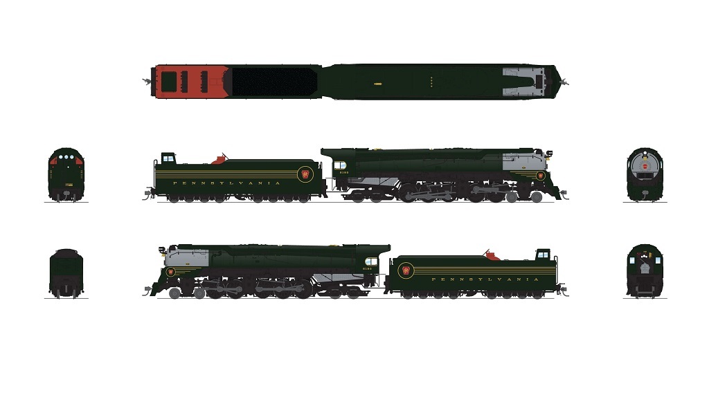 BLI 7808 HO scale PRR Q2 Duplex, 4-4-6-4, #6190, Prototype Version, DGLE 5-Stripe Fantasy Scheme, Paragon4 Sound/DC/DCC, Smoke