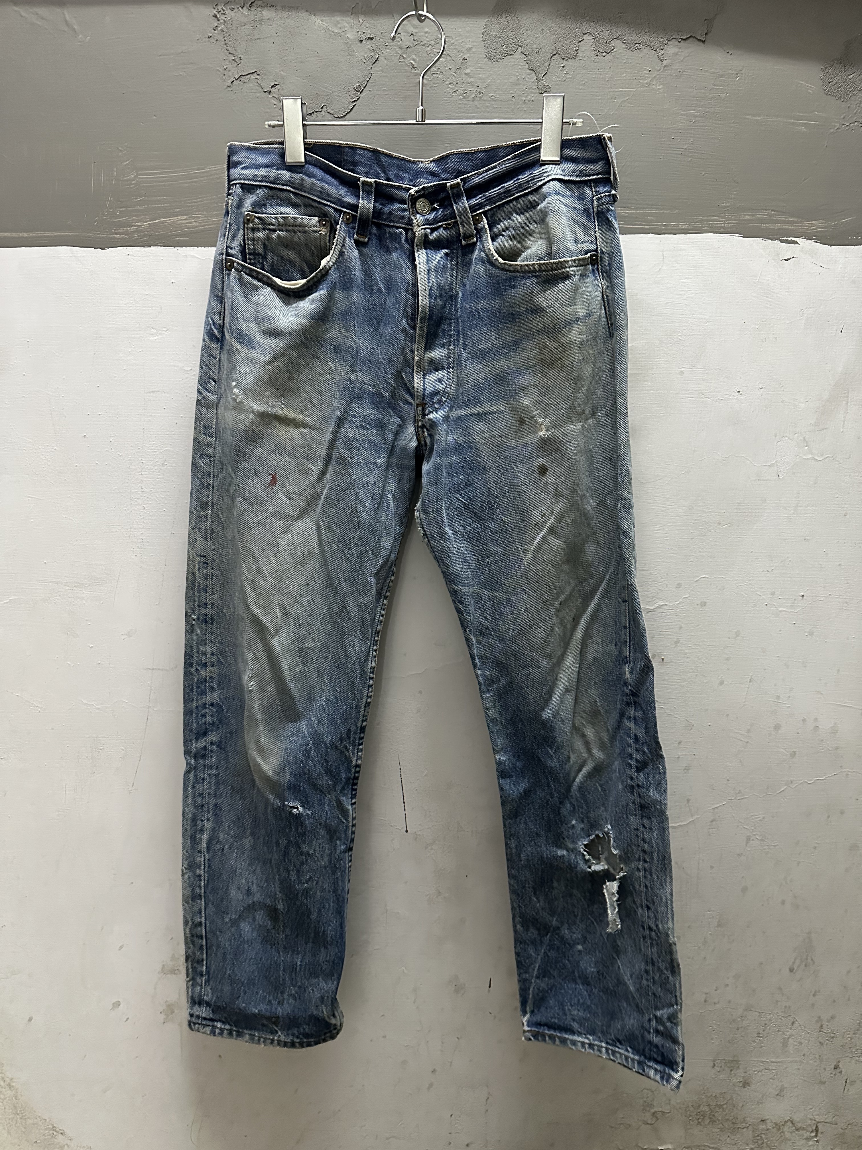 80s LEVIS 501 Denim Jeans Black Bartack Made in USA