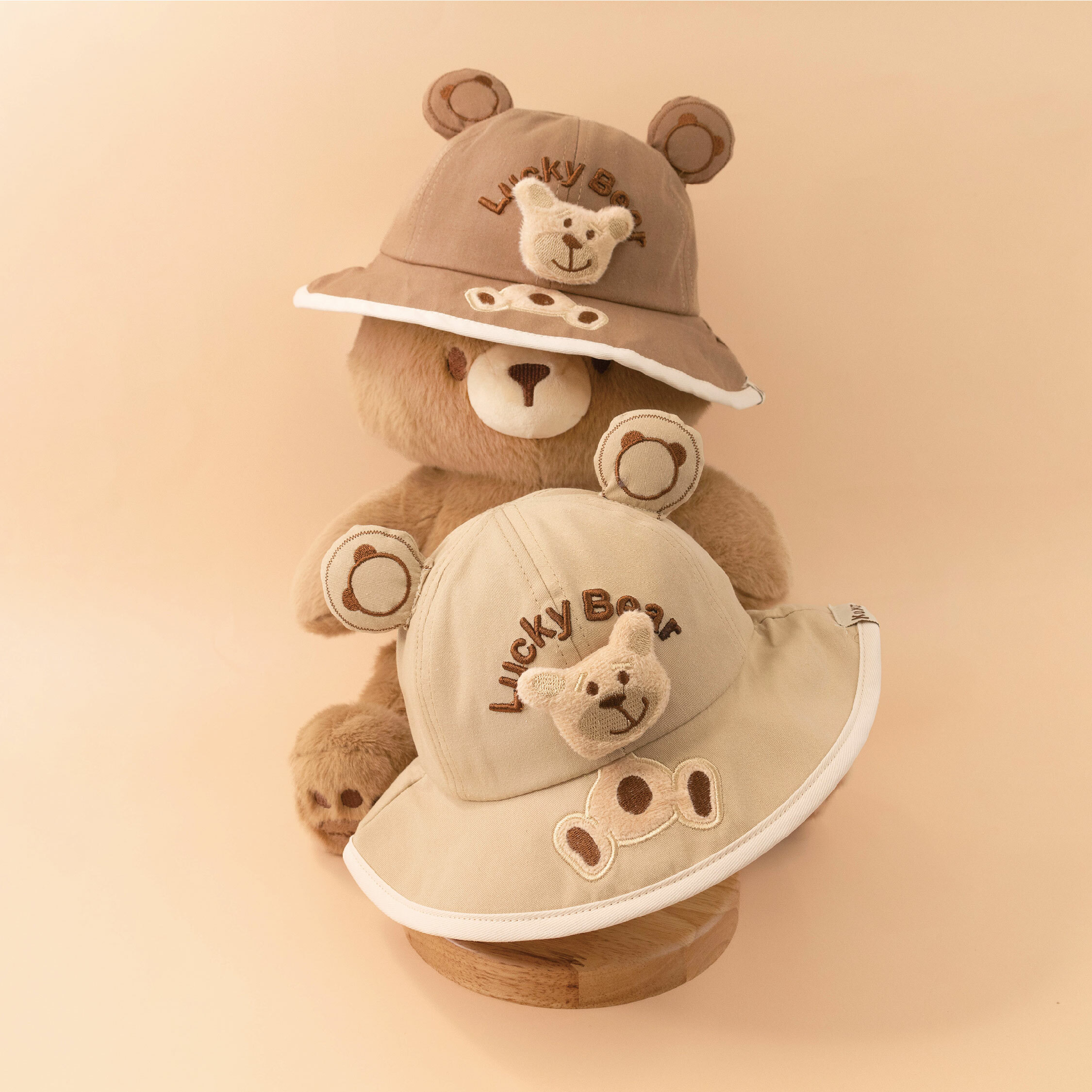 【JA1485】逗趣立體小熊漁夫帽＊二色