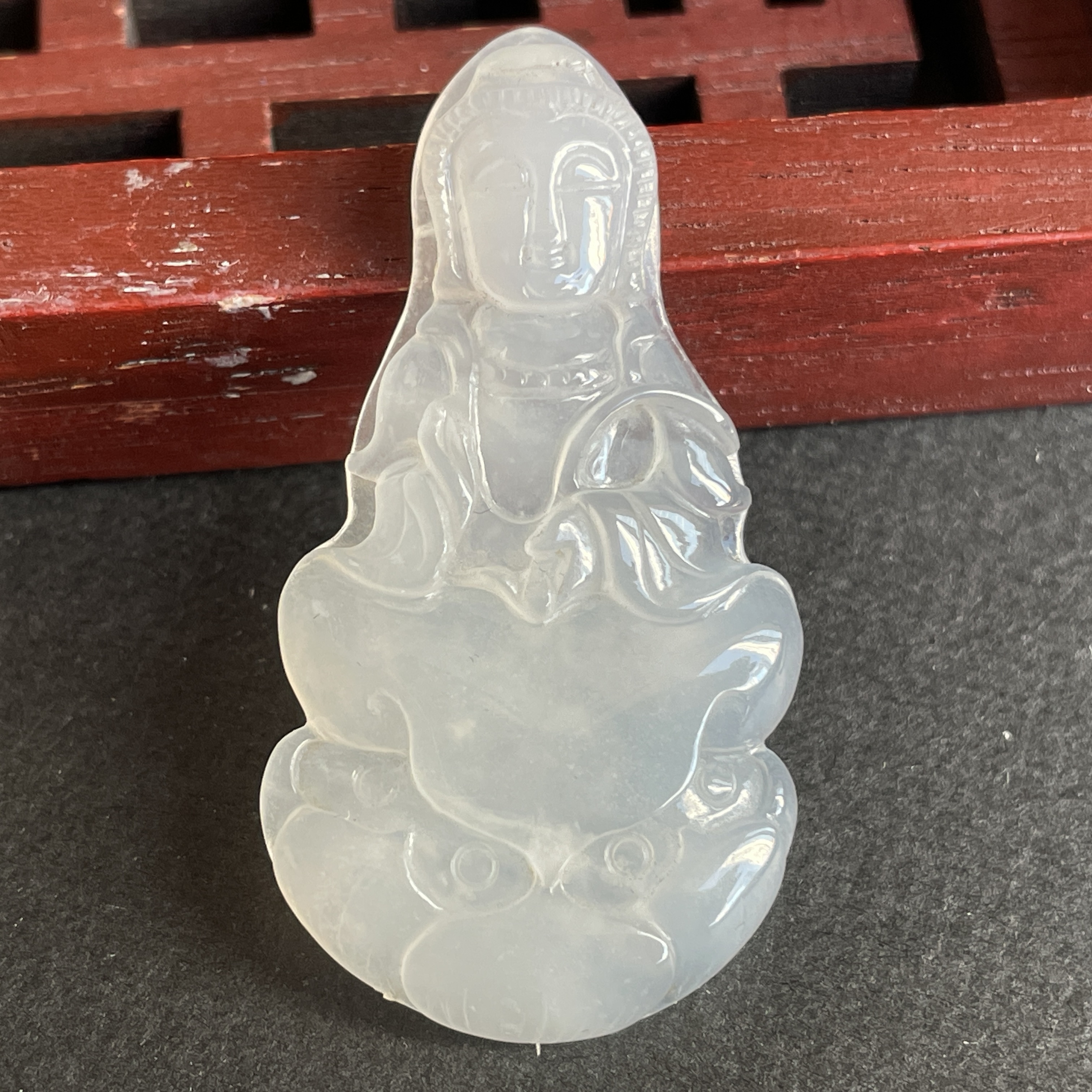 翡翠冰白素衣觀音吊墜,天然翡翠A玉, 緬甸玉, Jade, Jadeite