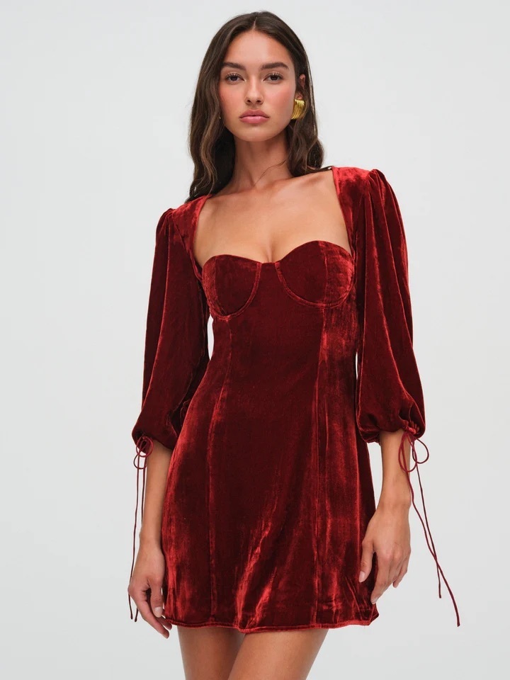 Nadine Velvet Mini LS Dress