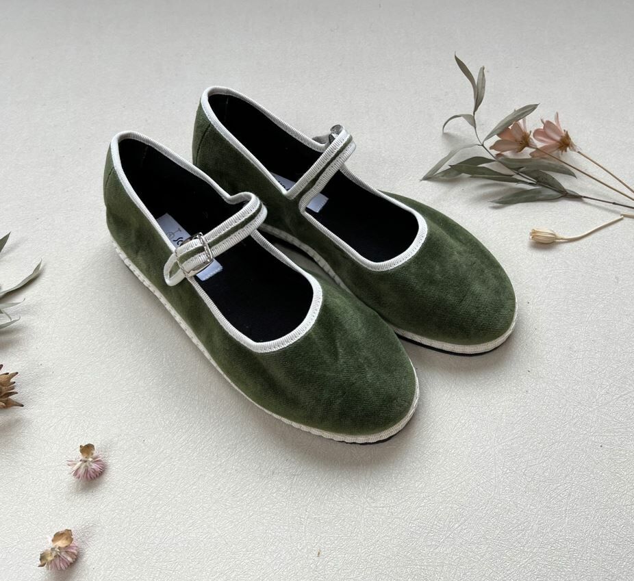 SCIUSCIA 絨面瑪麗珍鞋(大人款) Maryjane Green Grass Velvet 開心果綠