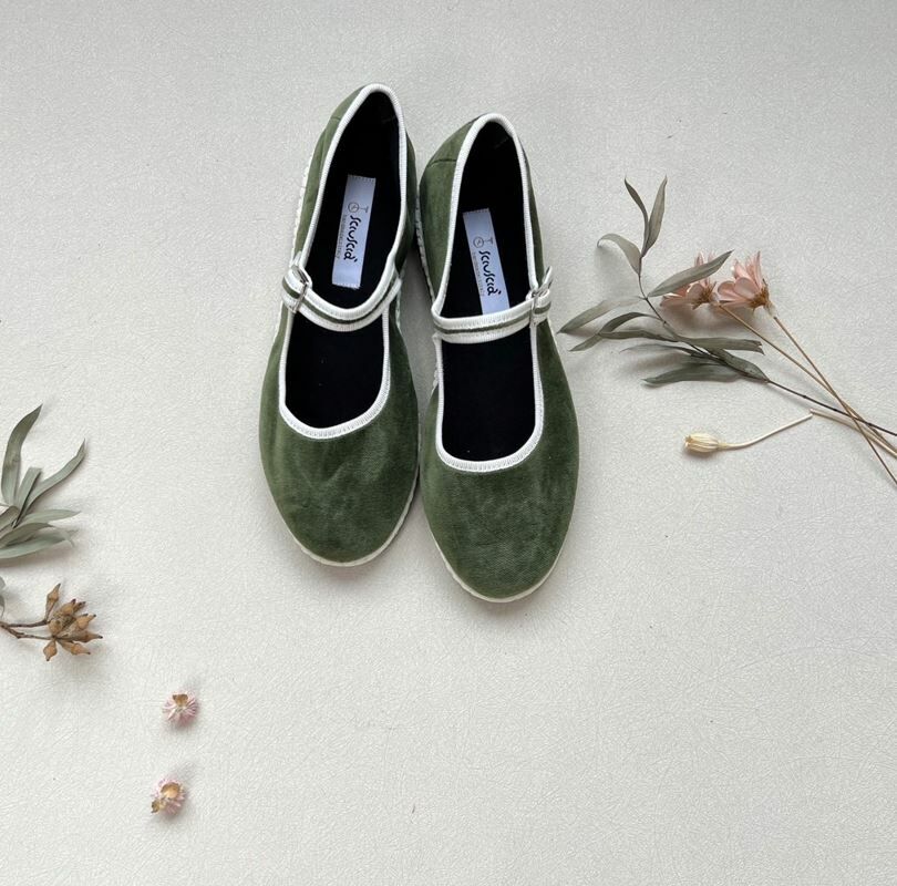 SCIUSCIA 絨面瑪麗珍鞋(大人款) Maryjane Green Grass Velvet 開心果綠