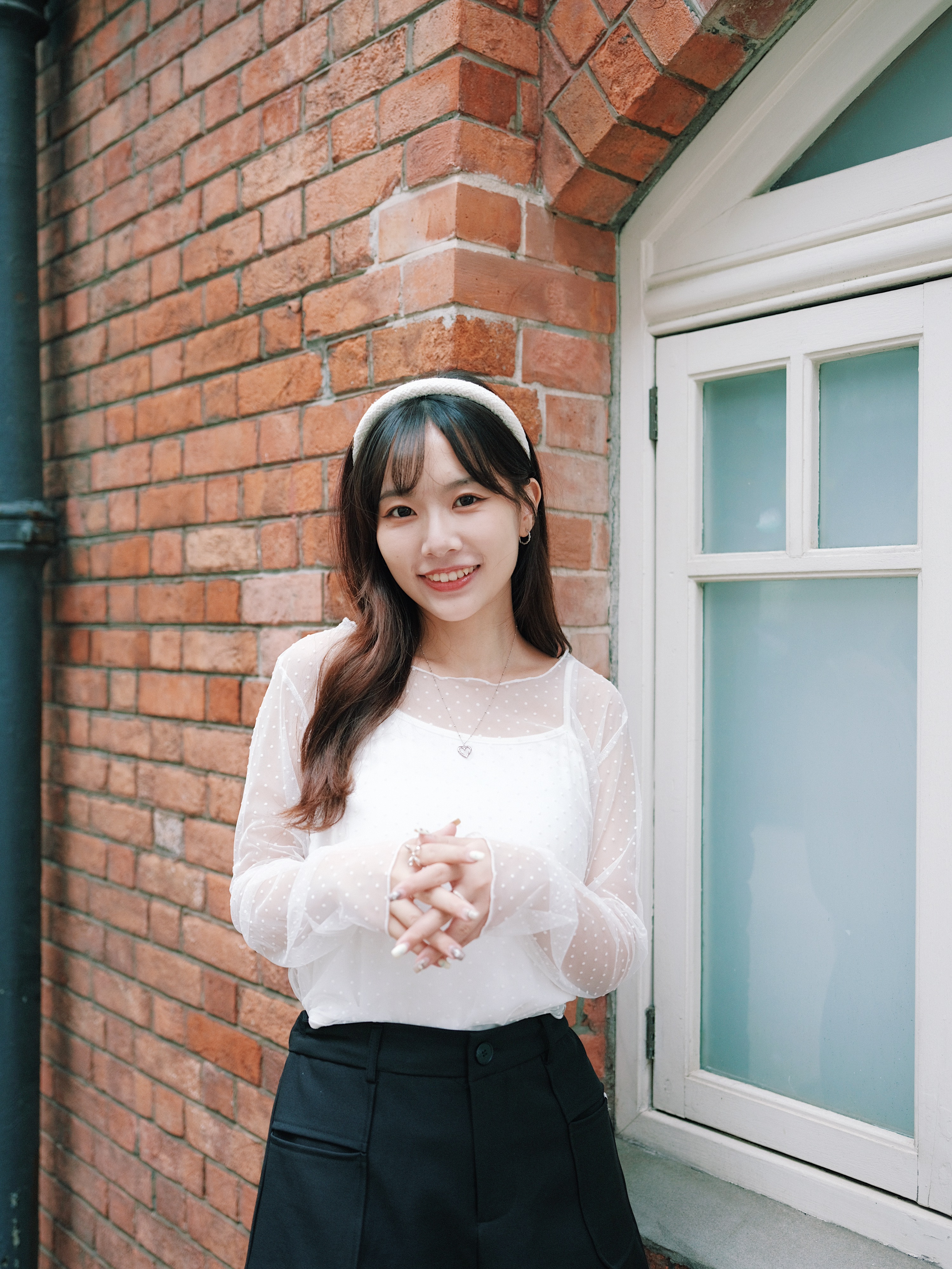 三色 / 圓點透膚長袖上衣/ Sheer Polka Dot Long Sleeve Top