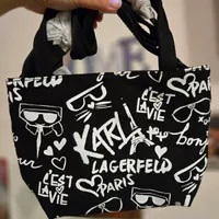 [S] KARL LAGERFELD LH3BG2DE CANNES MINI TOTE BAG,SCRIBBLE BLK, 196788428133 [FINAL SALE] (SKL1148)