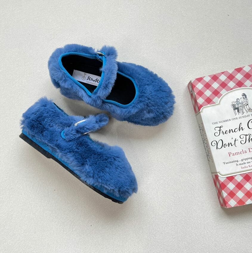 SCIUSCIA 絨毛瑪麗珍鞋 Baby Maryjane Azzurro Eco Fur 寶藍