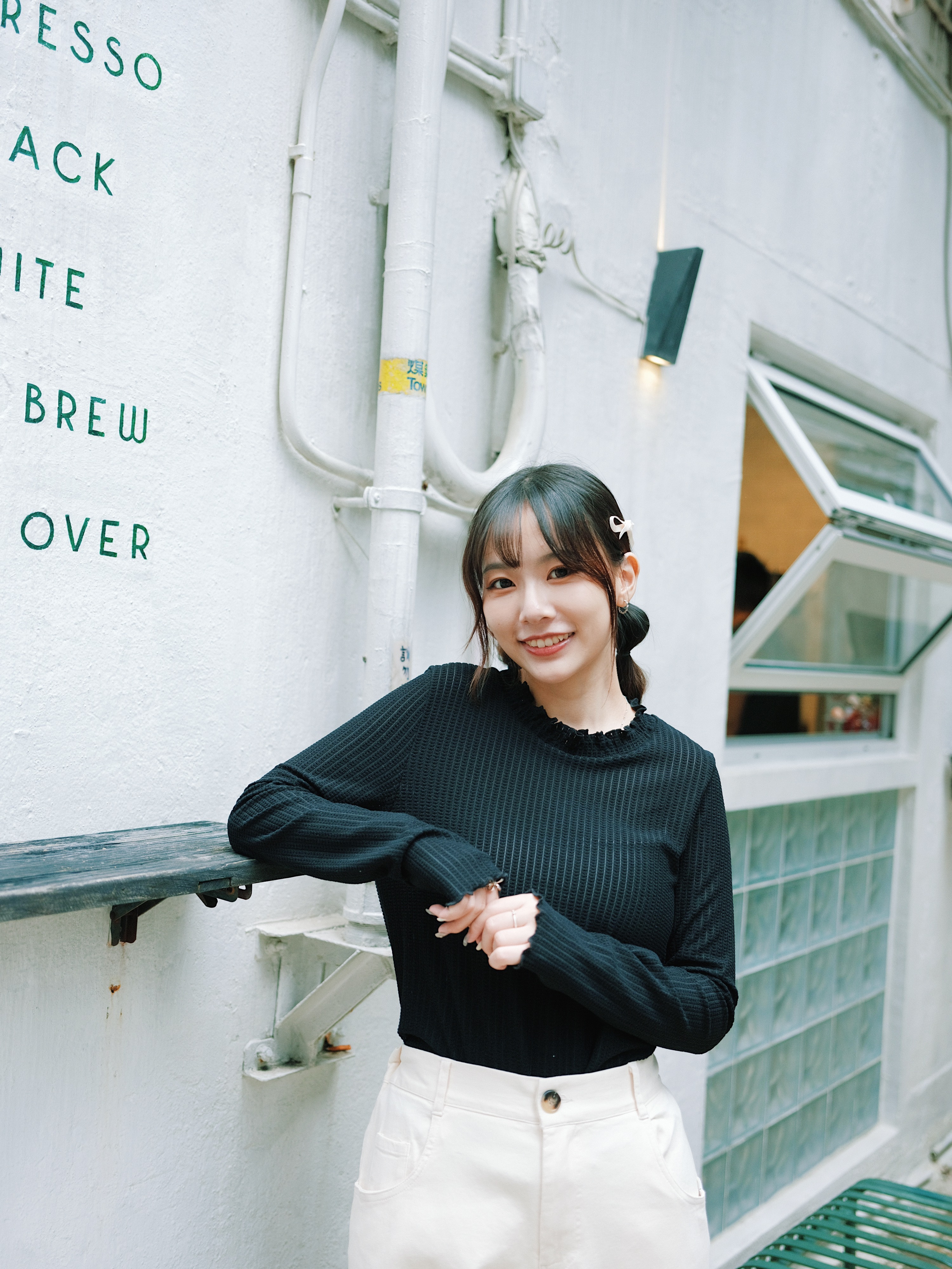 四色  /絨面木耳橡筋領長袖上衣/ Flannelette Ruffle Long Sleeve Tee