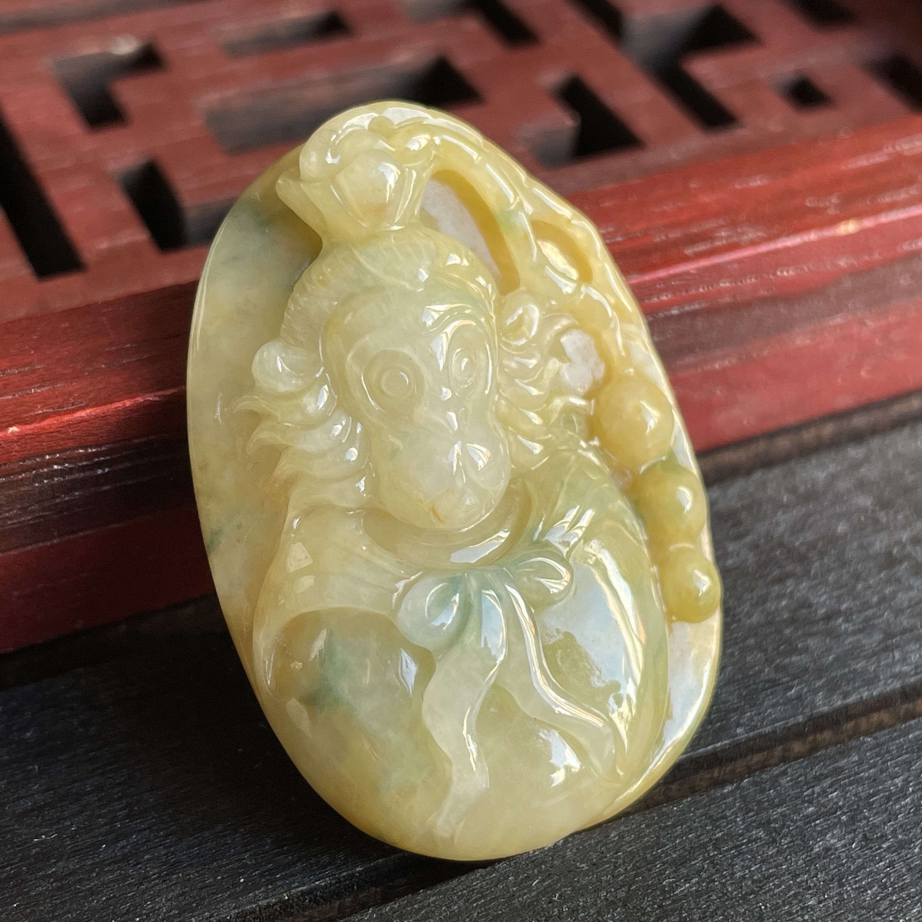 J2343 翡翠冰三彩齊天大聖吊墜