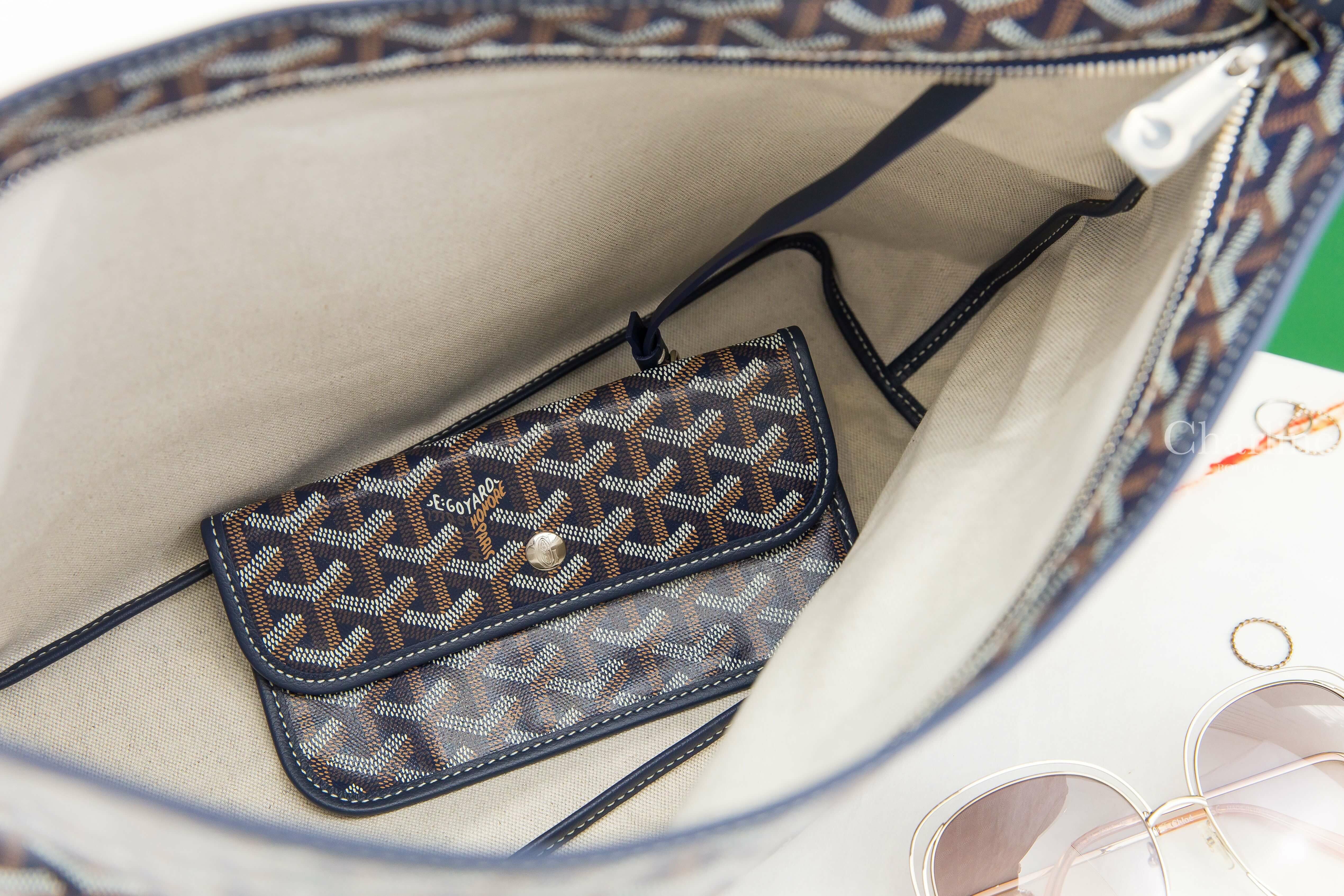 Goyard Bohème Hobo Bag 海軍藍帆布小牛皮同色提把手提肩背包-Charline Boutique 代購
