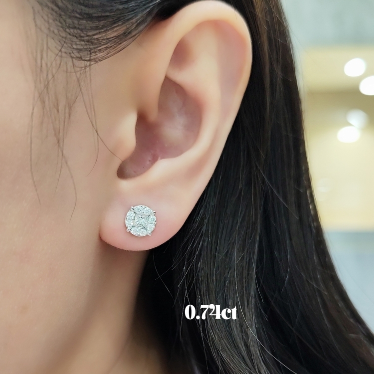 18K金拼砌款鑽石耳環