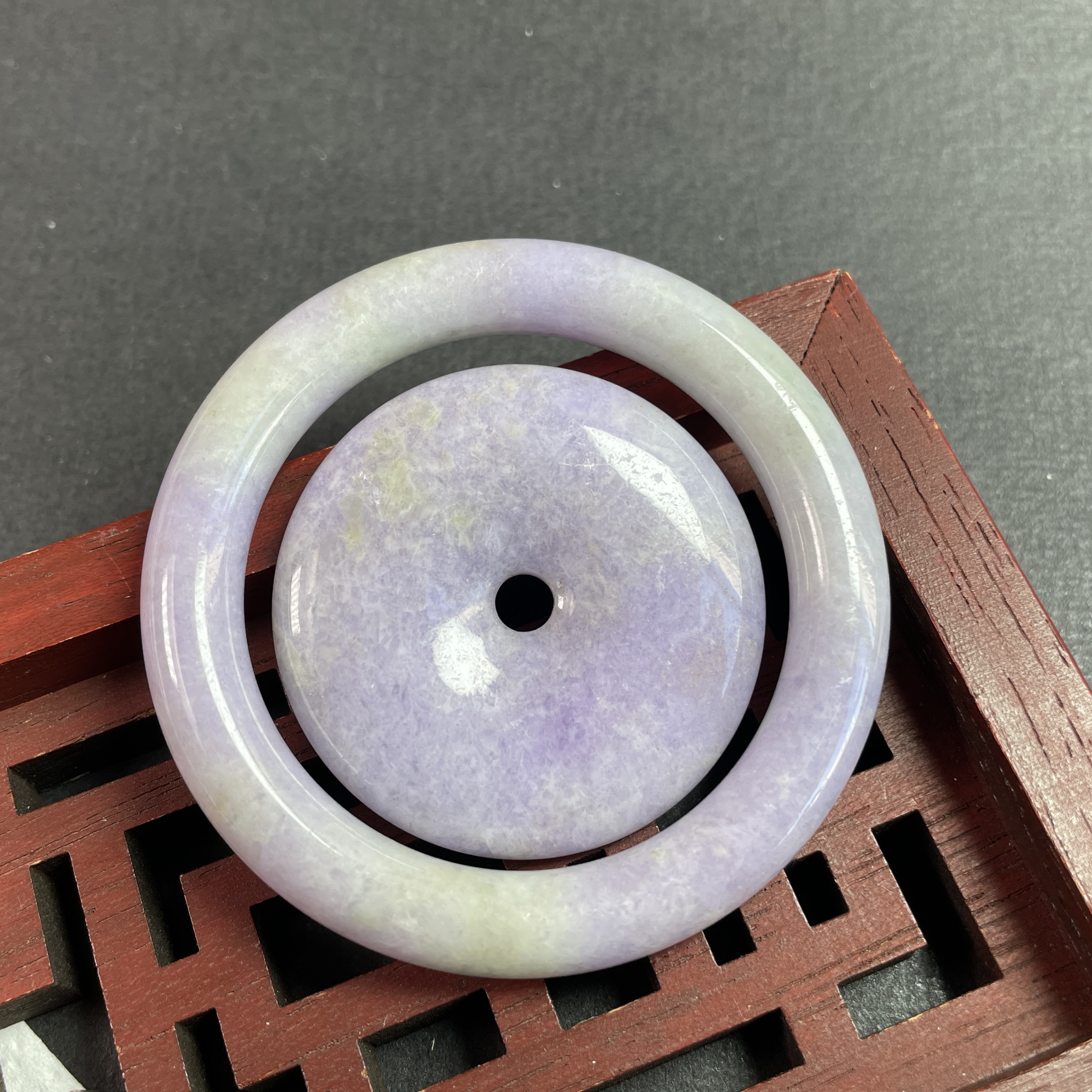 J2380 41.6mm翡翠細糯紫羅蘭BB手鐲平安扣套裝