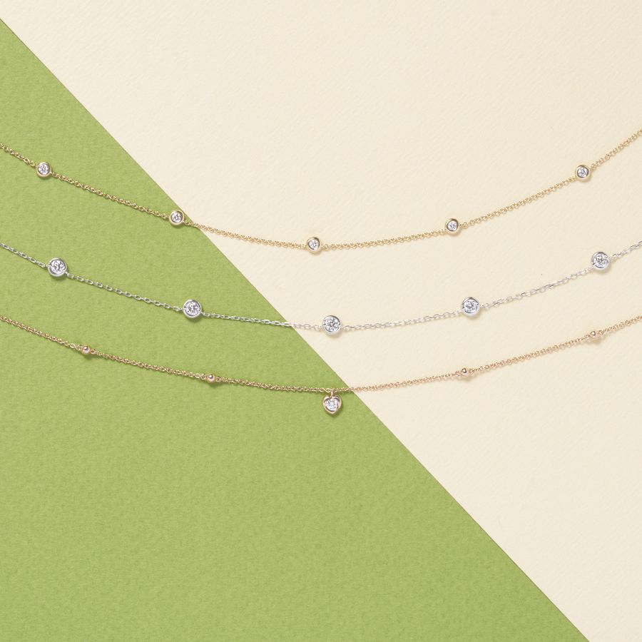 環抱系列 |18K金5顆鑽鑽石頸鏈