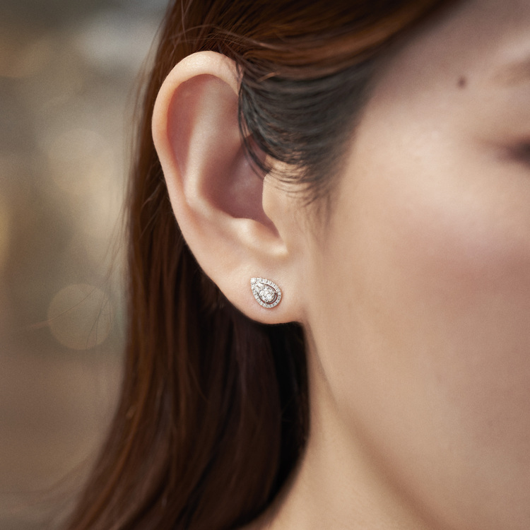 拼砌款鑽石耳環 - 梨形