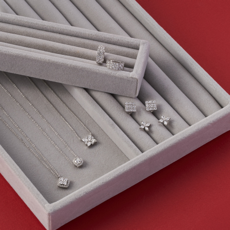 18K金鑽石耳環 (白金/黃金)