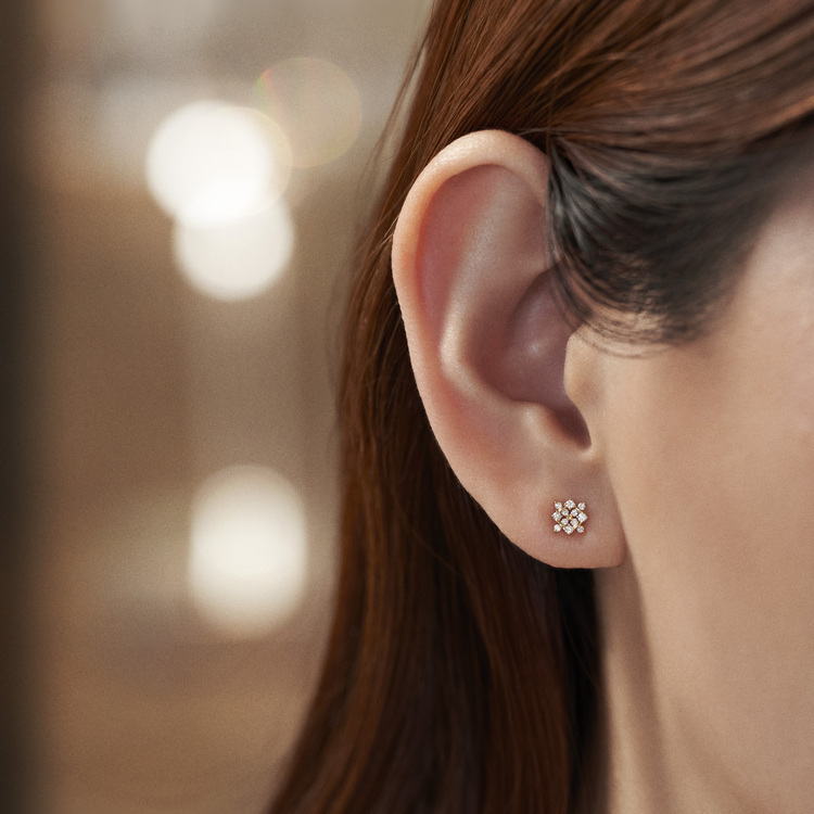 鑽石雪花型耳環
