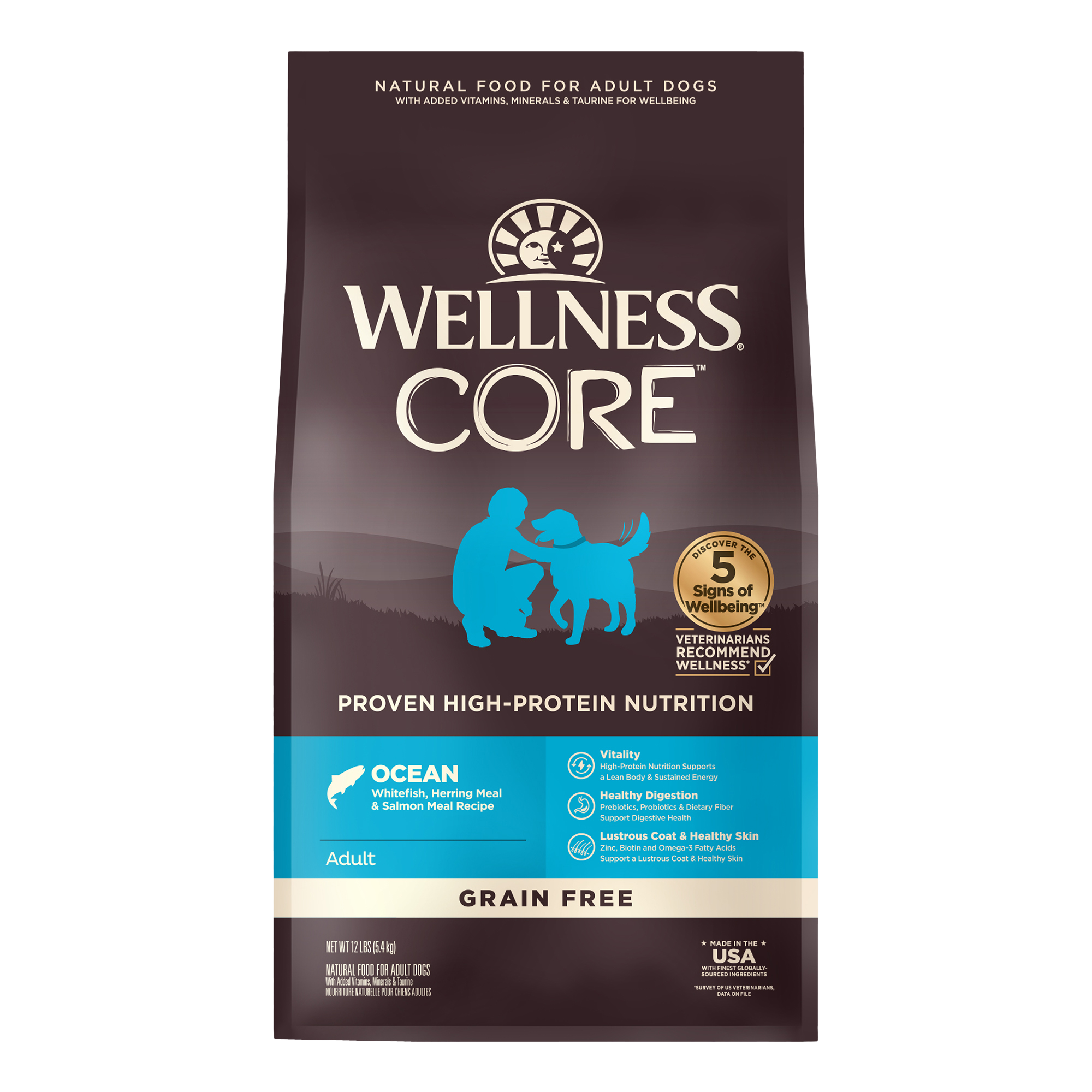 (即期商品買1送2) WELLNESS CORE 無穀系列-成犬 深海魚(12磅)