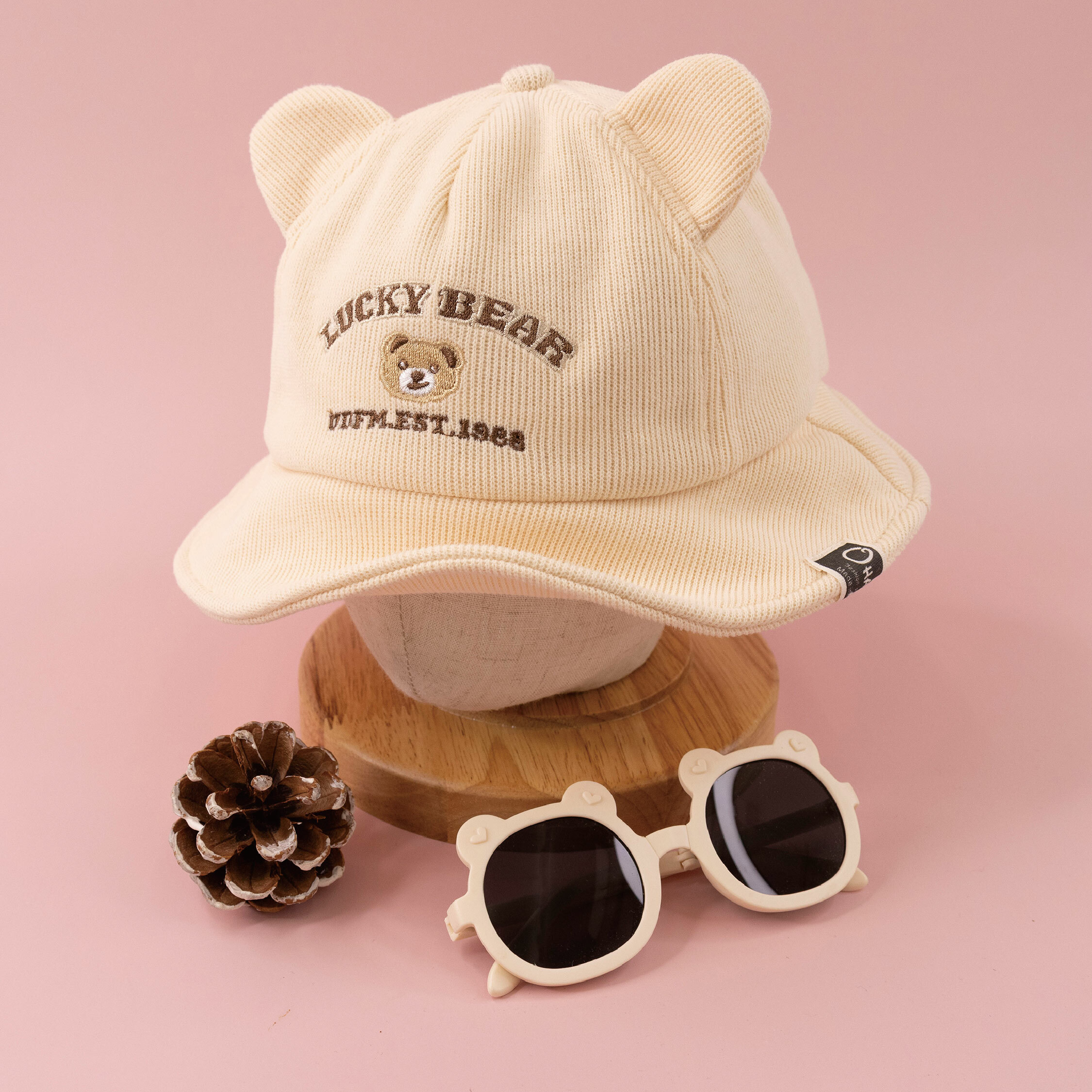 【JA1471】字母小熊刺繡軟簷漁夫帽