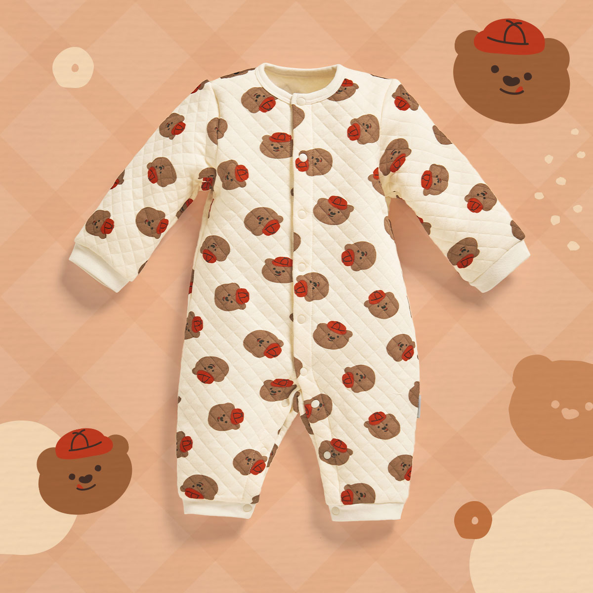 得戚熊熊曲奇長袖夾棉連身衣