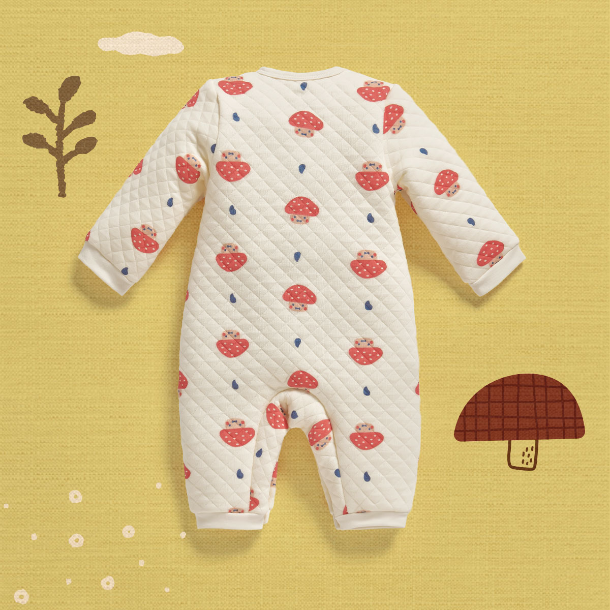 菇菇家族長袖夾棉連身衣