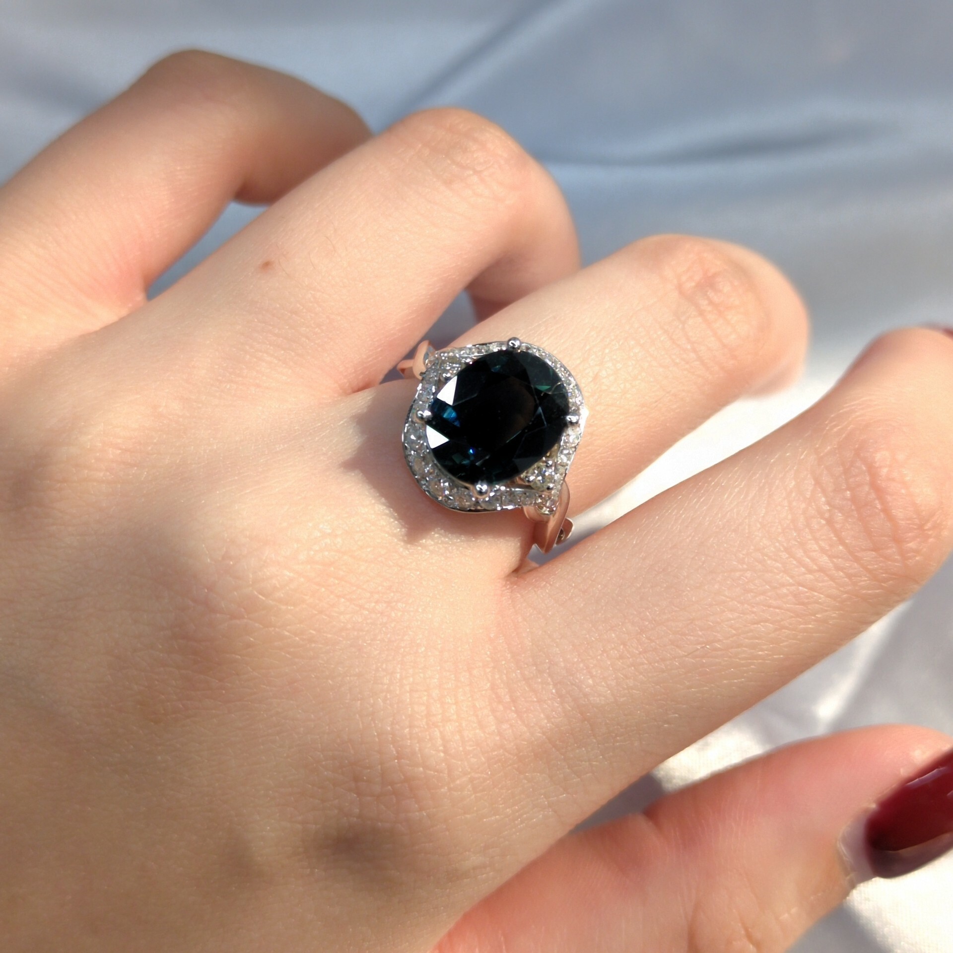 18K White Gold 3.70ct Sapphire and Diamond Ring