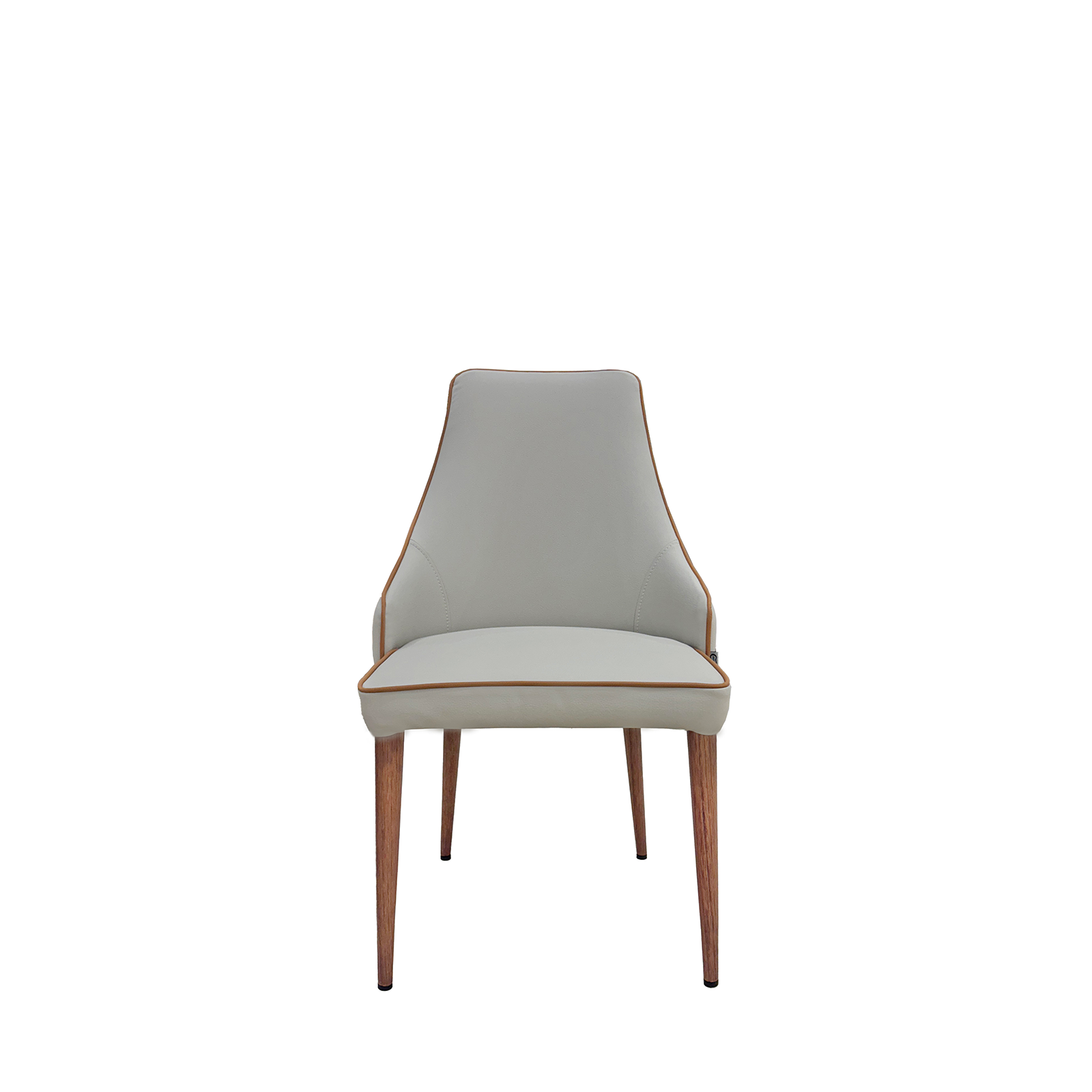 Charles耐磨科技皮餐椅 - 白灰色/橘棕色邊〔CH300SW〕