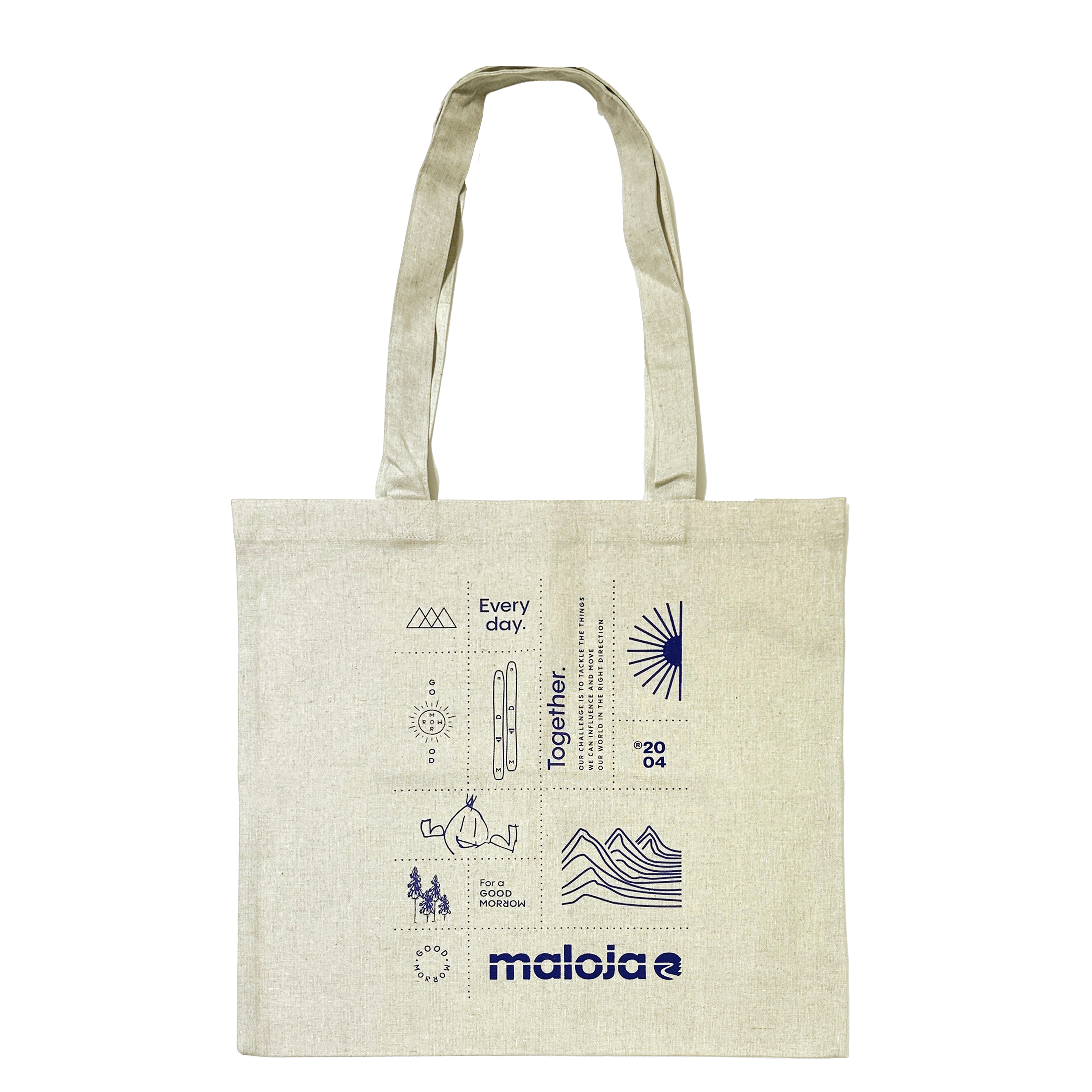 【MALOJA】棉麻托特包 / 24MA12012 - [藍線條、彩色花]