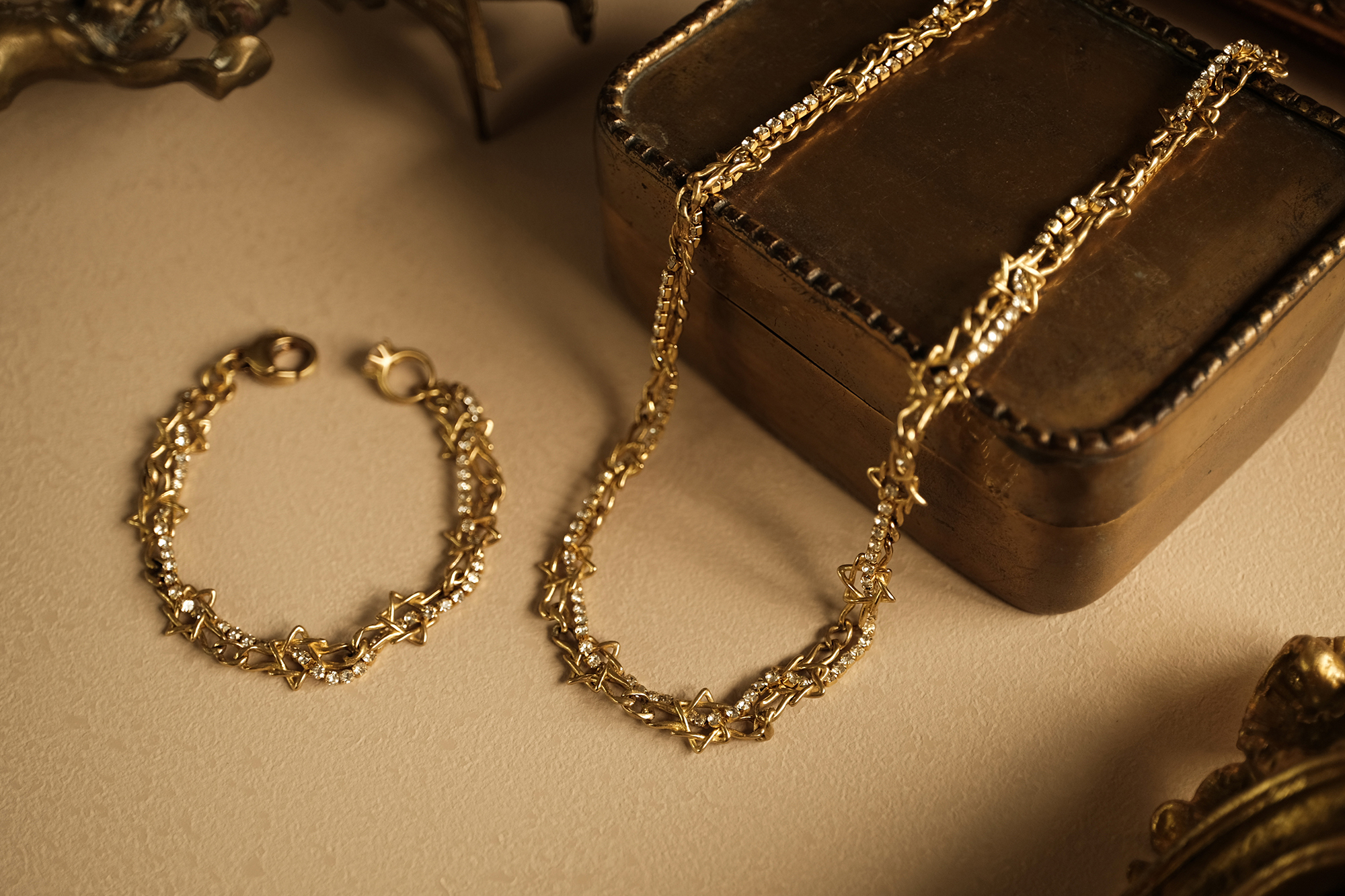 黃銅飾品, 項鍊, 飾品, 黃銅,施華洛世奇水鑽,星星