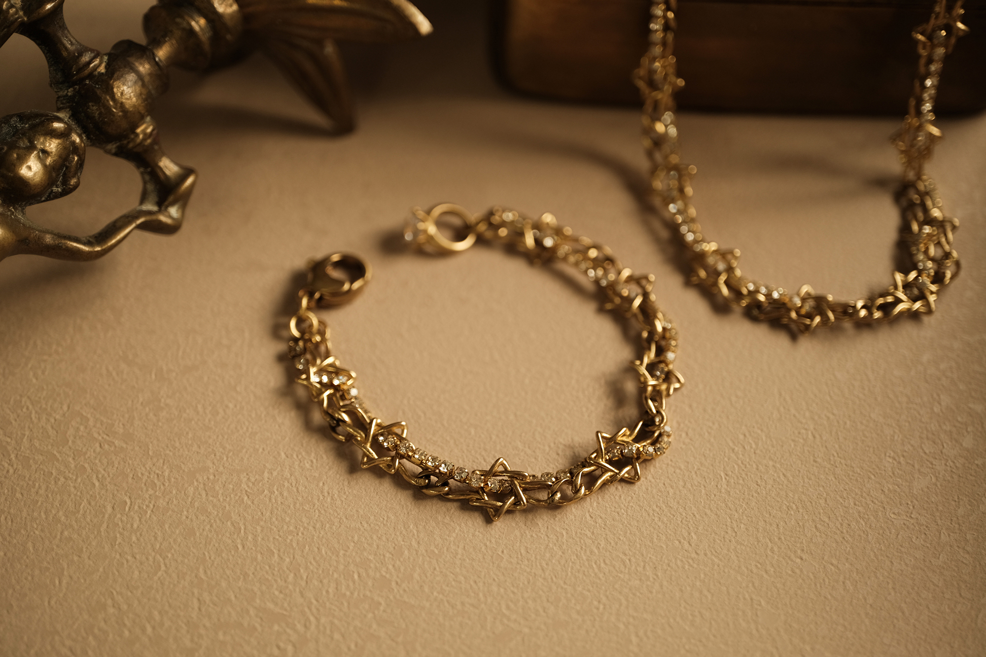 黃銅飾品, 手鍊, 飾品, 黃銅,施華洛世奇水鑽,星星