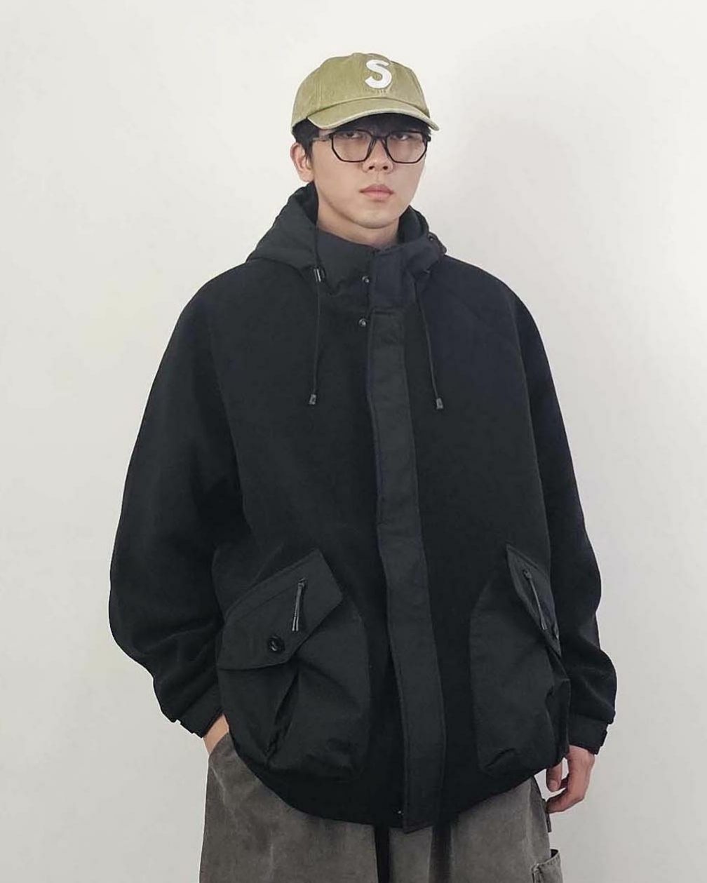 淨色連帽拉鍊外套 Floor&co-041JK