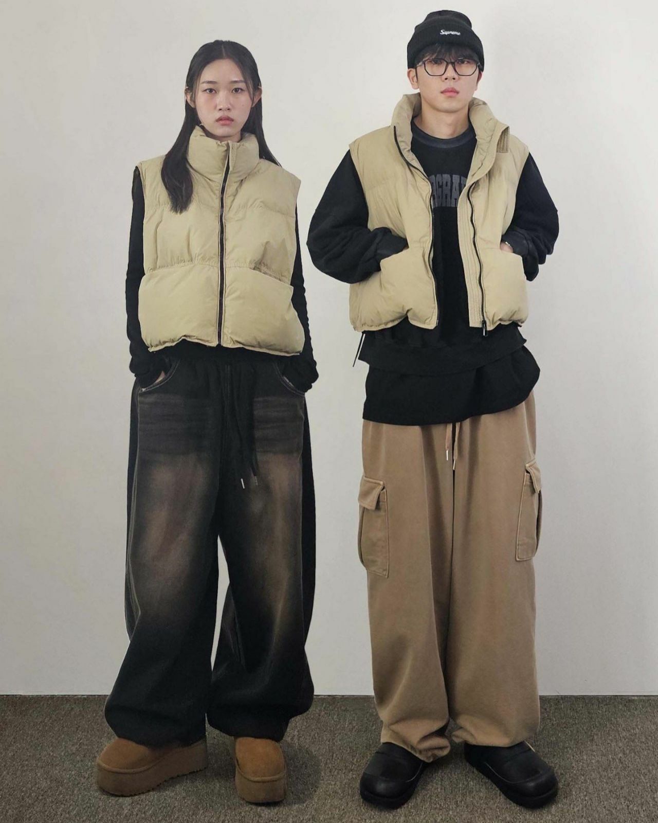 淨色企領拉鍊背心褸(羽絨) Floor&co-042V