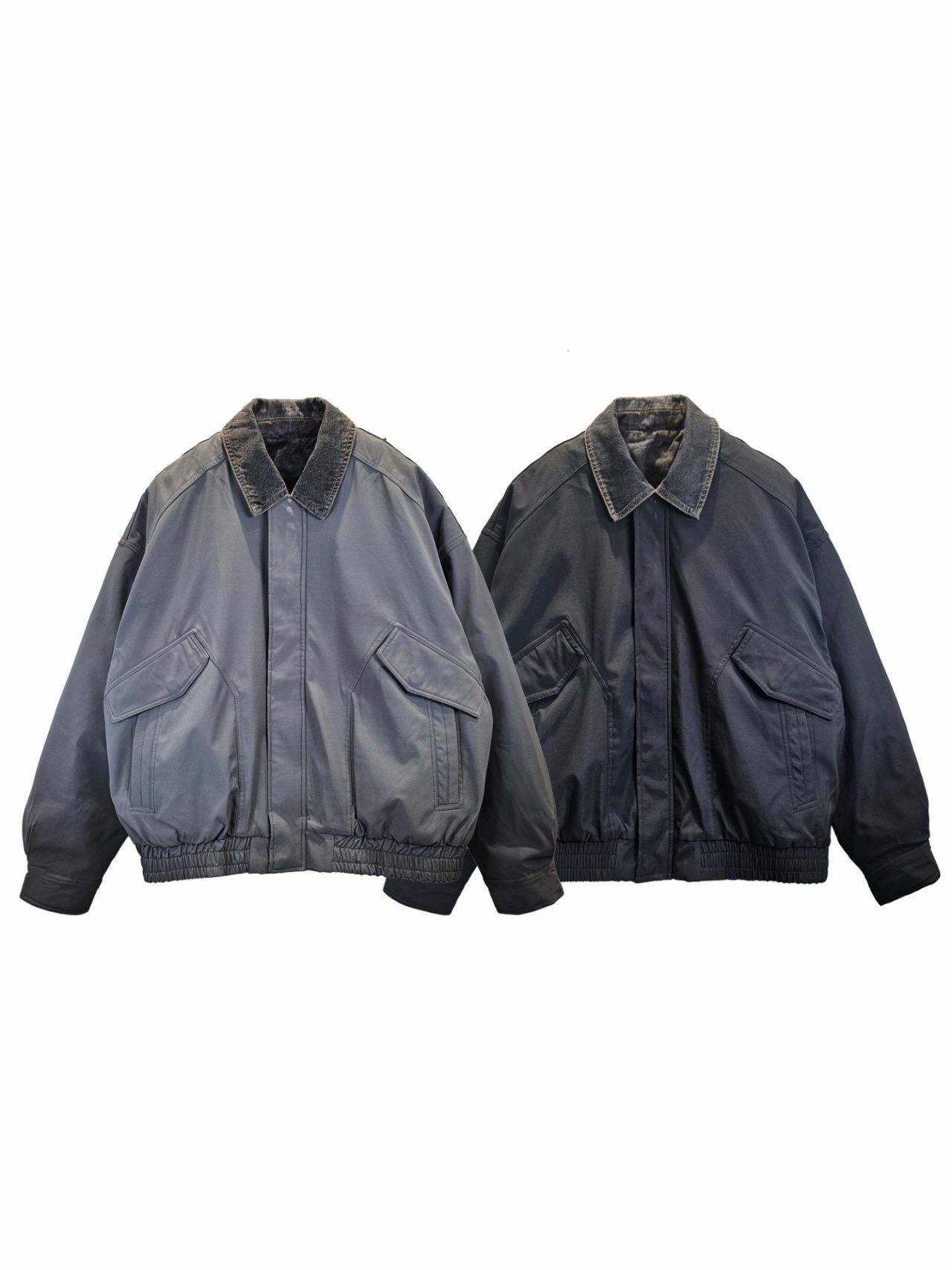 拼牛仔領拉鍊外套(薄夾棉) Floor&co-043JK