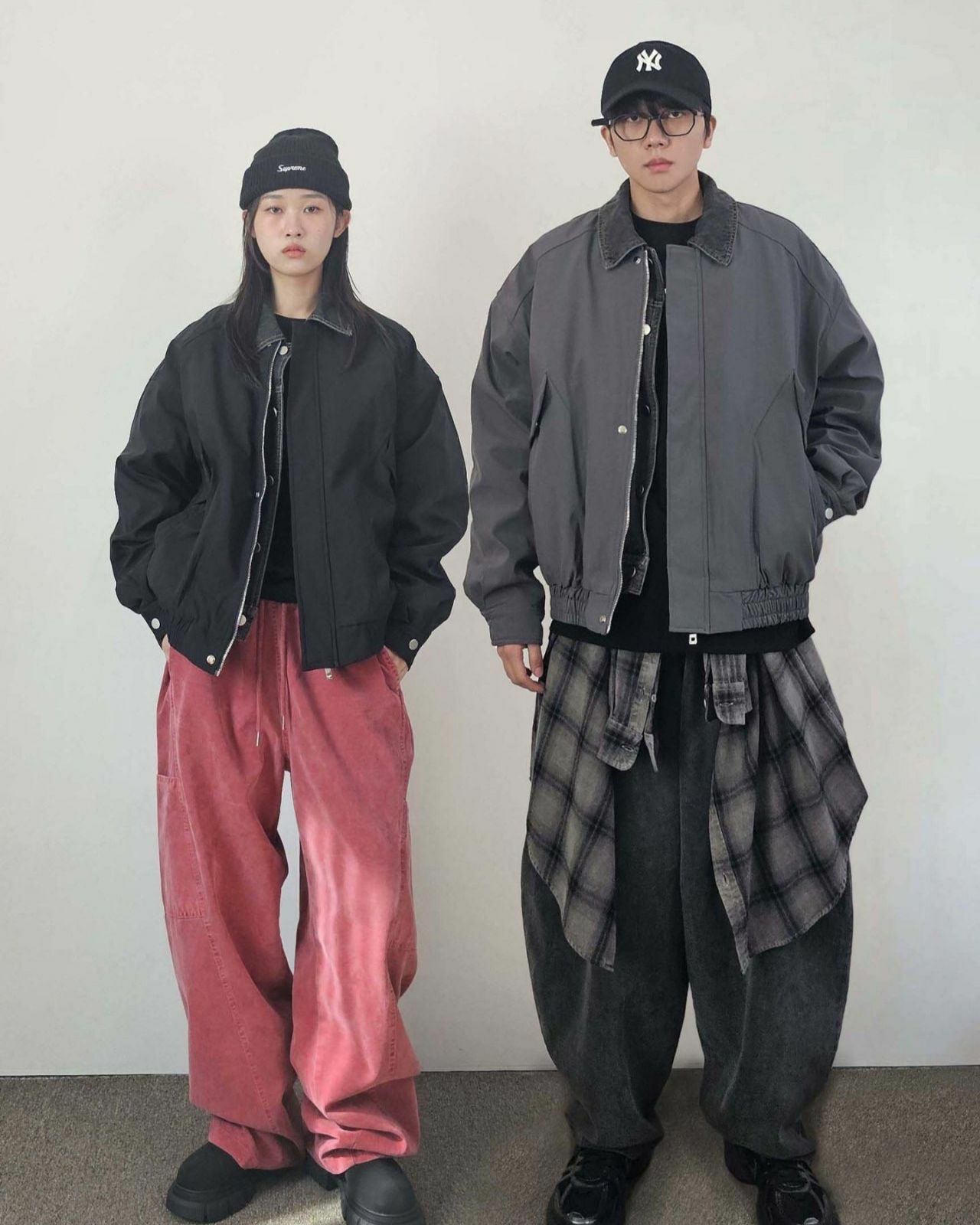 拼牛仔領拉鍊外套(薄夾棉) Floor&co-043JK