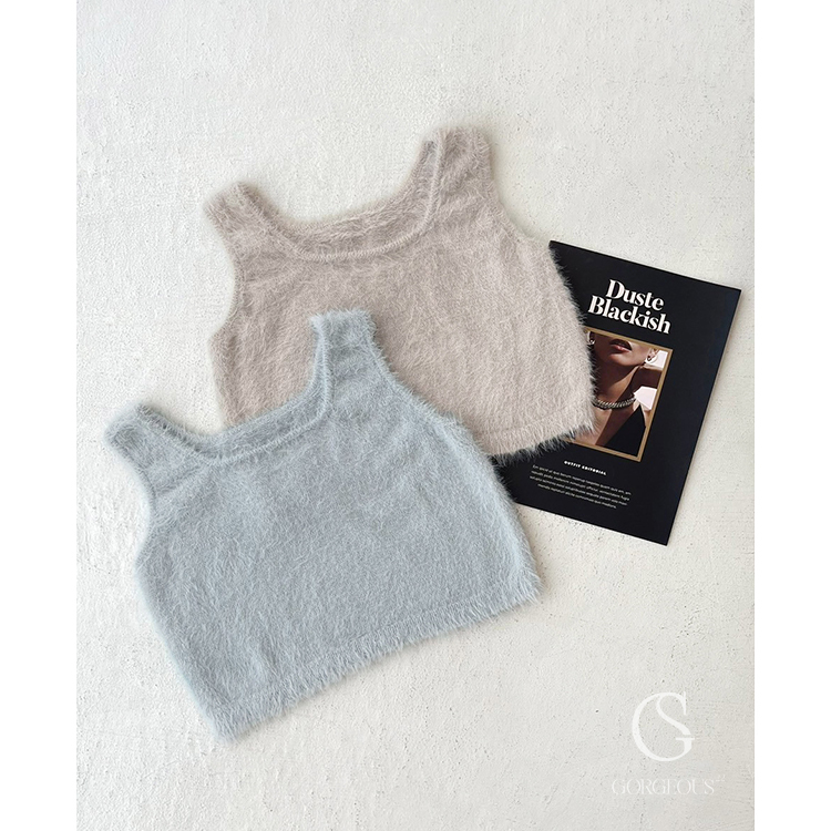 G3960 現貨「水貂毛短版方背心」