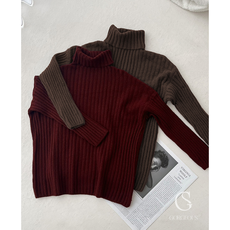 G9531 現貨「厚磅高領坑紋毛衣」