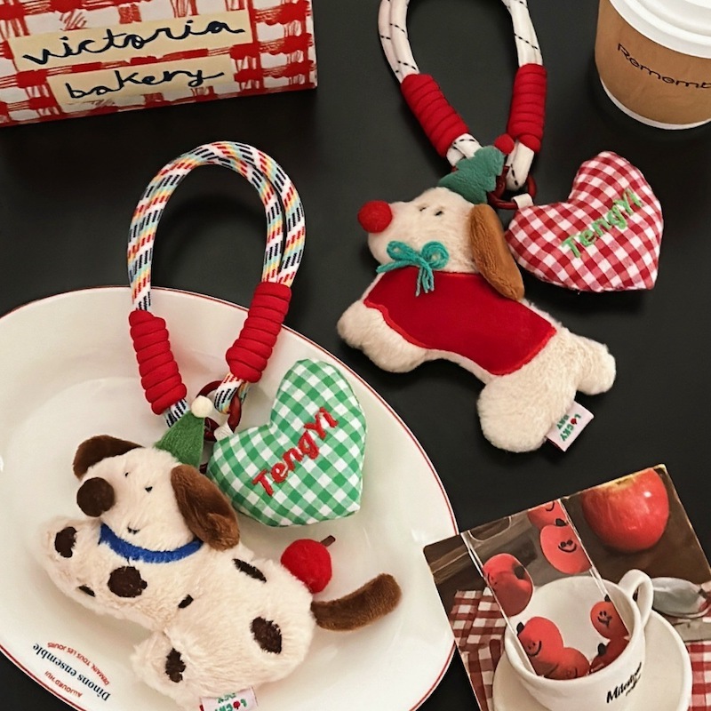 《12053》歡樂聖誕節狗狗愛心吊飾
